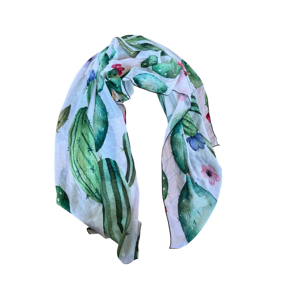 Cactus print lightweight colorful scarf